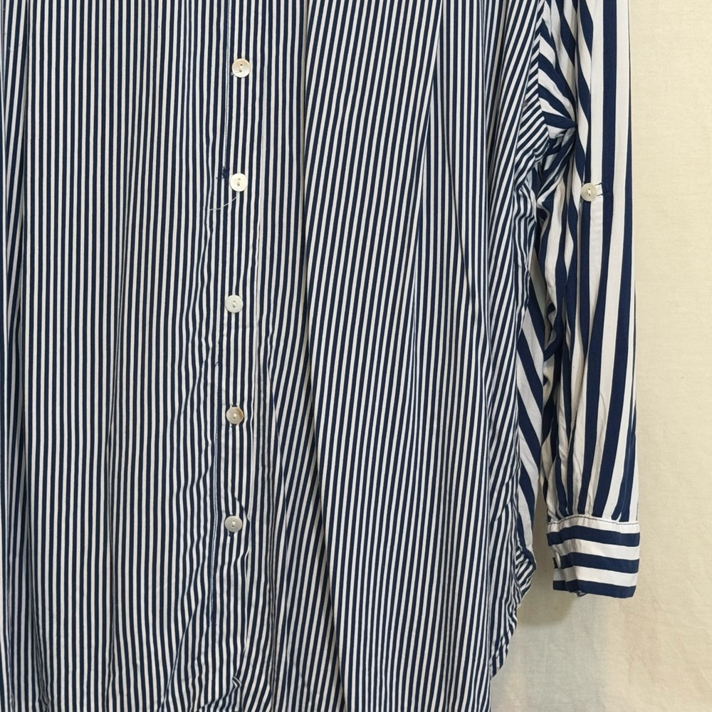 C-119 Jane &‎ Delancey PLUS SIZE 2X Blue & White Stripe Long Sleeve Blouse - Picture 12 of 15